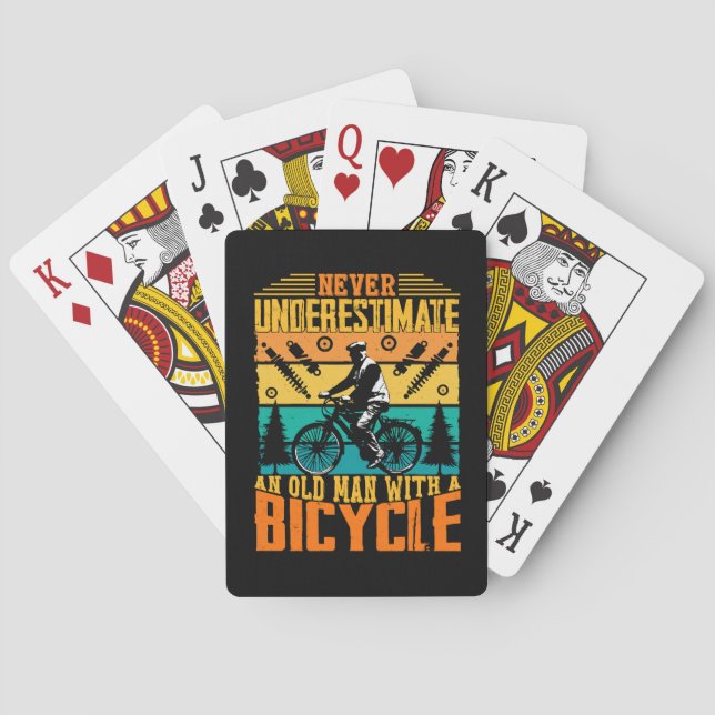 Never Underestimate An Old Man On A Bike Playing Cards (Back)