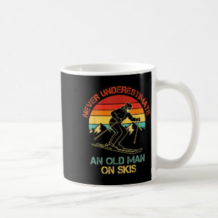 Never Underestimate An Old Man On Skis Funny Skiin Coffee Mug