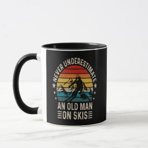 Never Underestimate An Old Man On Skis Retro Mug