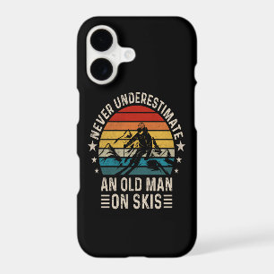 Never Underestimate An Old Man On Skis Retro Sunse