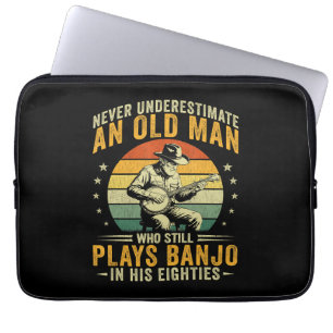 Never Underestimate An Old Man Plays Banjo Laptop Sleeve