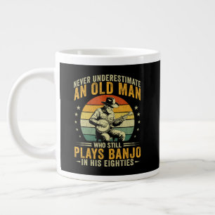 Never Underestimate An Old Man Plays Banjo Large Coffee Mug