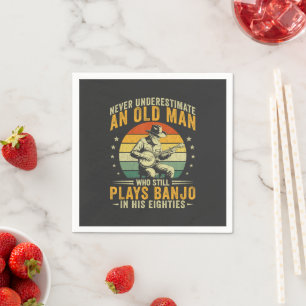 Never Underestimate An Old Man Plays Banjo Napkin