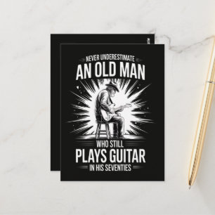 Never Underestimate an Old Man Plays Guitar Postcard