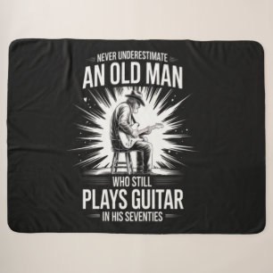 Never Underestimate an Old Man Plays Guitar Sherpa Blanket