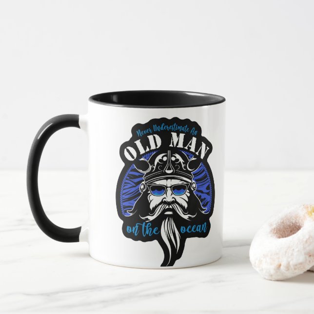 NEVER UNDERESTIMATE AN OLD MAN SAILING MUG (With Donut)
