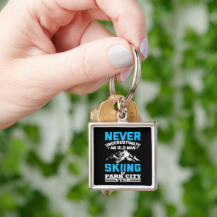 Never underestimate an old man skiing in Utah Key Ring