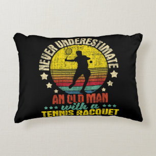 Never Underestimate An Old Man - Tennis Racket Spo Decorative Cushion
