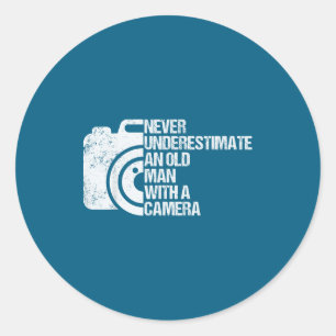 Never Underestimate An Old Man With A Camera Photo Classic Round Sticker