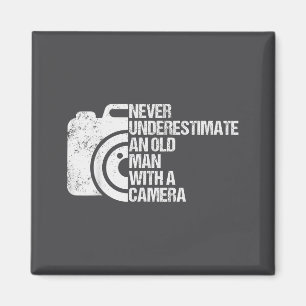 Never Underestimate An Old Man With A Camera Photo Magnet