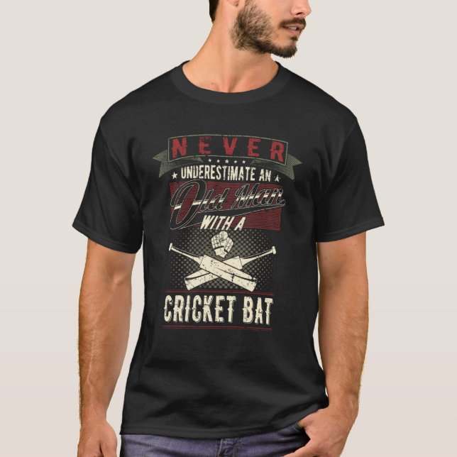 Never Underestimate An Old Man With A Cricket Bat  T-Shirt (Front)