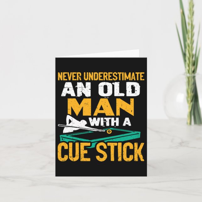 Never Underestimate An Old Man With A Cue Stick Bi Card (Front)