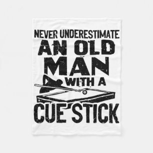 Never Underestimate An Old Man With A Cue Stick Bi Fleece Blanket