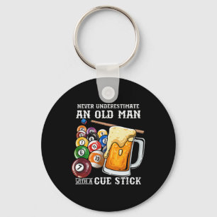 Never Underestimate An Old Man With A Cue Stick I Key Ring