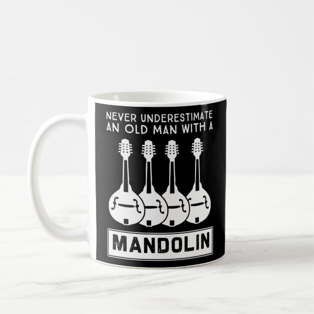 Never Underestimate An Old Man With A Mandolin 3  Coffee Mug (Left)