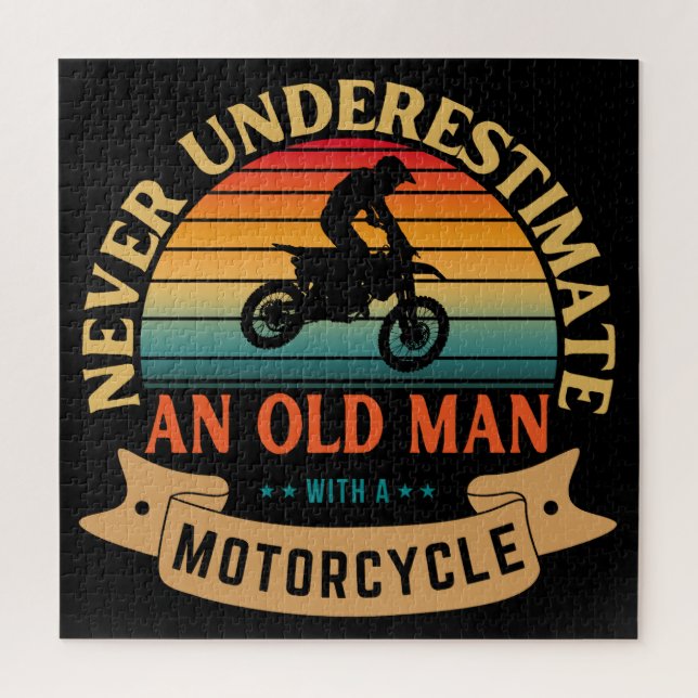 Never underestimate an old man with a motorcycle jigsaw puzzle (Vertical)