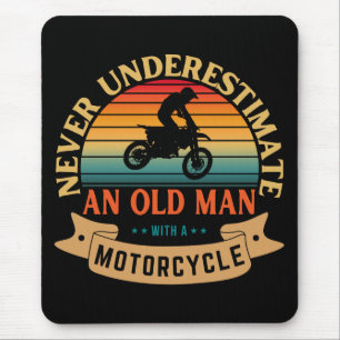 Never underestimate an old man with a motorcycle mouse pad