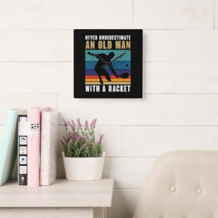 Never underestimate an old man with a pickleball square wall clock