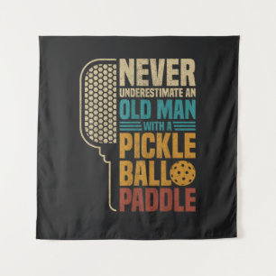 Never Underestimate an Old Man with A Pickleball Tapestry