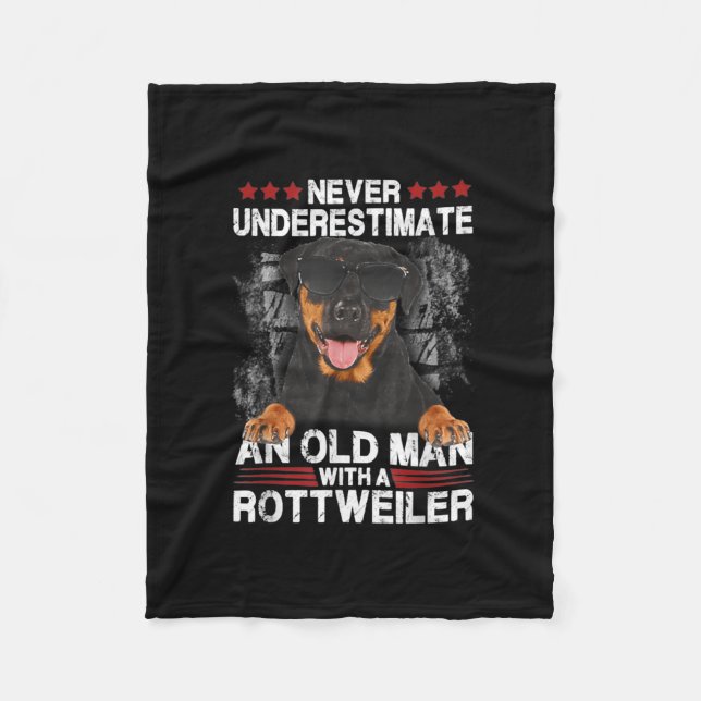 Never Underestimate an old man with a Rottweiler Fleece Blanket (Front)