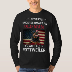 Never Underestimate An Old Man With A Rottweiler T-Shirt