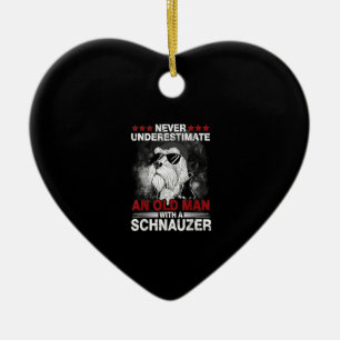 Never Underestimate An Old Man With A Schnauzer Ceramic Ornament