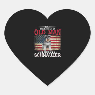 Never Underestimate An Old Man With A Schnauzer Heart Sticker
