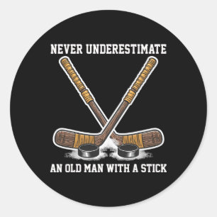 Never Underestimate An Old Man With A Stick Old Ma Classic Round Sticker