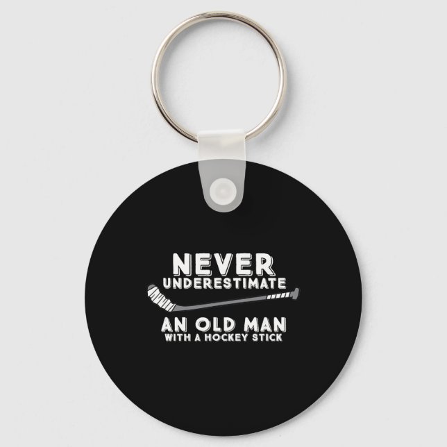 Never Underestimate An Old Man With A Stick Old Ma Key Ring (Front)
