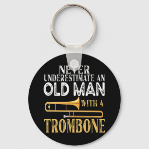 Never Underestimate An Old Man With A Trumpet Prem Key Ring