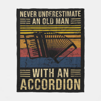 Never Underestimate an old man with Accordion Fleece Blanket