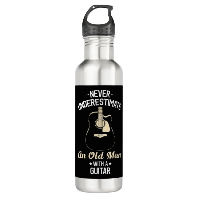 Never Underestimate an Old Man with Acoustic Guita 710 Ml Water Bottle (Front)