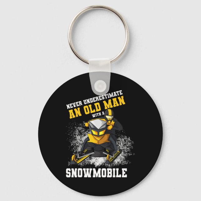 Never Underestimate An Old Man With An Snowmobile  Key Ring (Front)