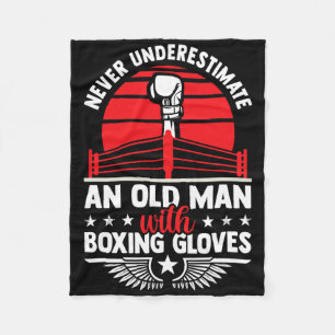 Never Underestimate An Old Man With Boxing Gloves Fleece Blanket
