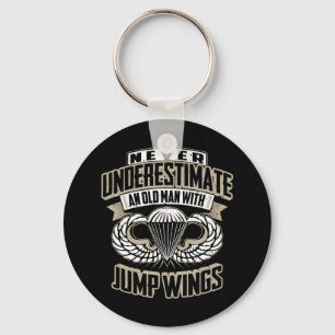 Never Underestimate An Old Man With Jump WingsMili Key Ring
