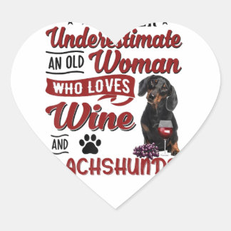 Never Underestimate An Old Woman Who Loves Wine Heart Sticker
