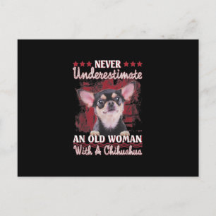 Never Underestimate An Old Woman With A Chihuahua Holiday Postcard