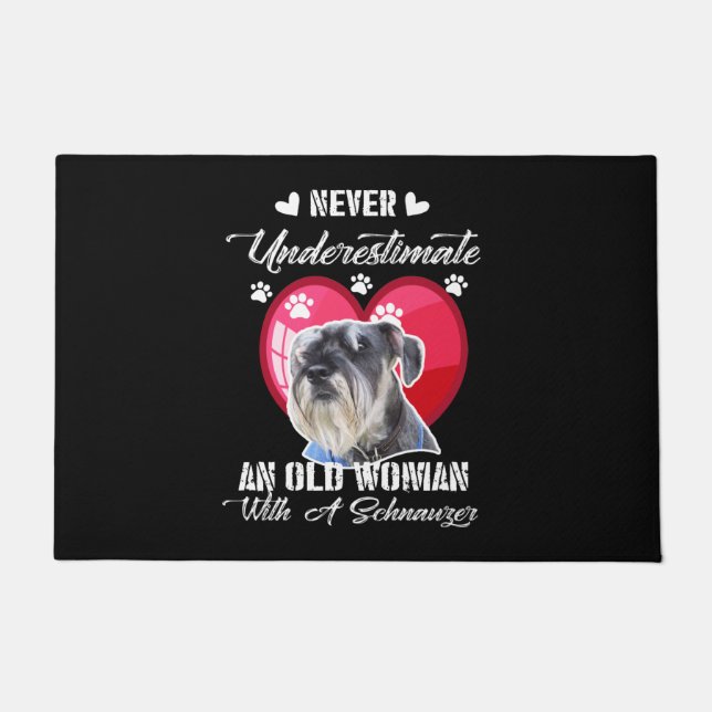 Never Underestimate an old woman with a schnauzer Doormat (Front)