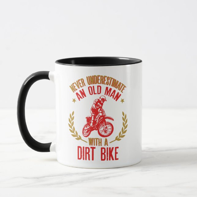 Never Underestimate An Oldman With A Dirt Bike Fun Mug (Left)