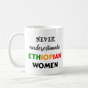 never underestimate ethiopian women coffee mug