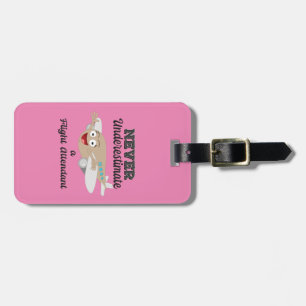Never Underestimate FA Happy Plane - Lashes Luggage Tag
