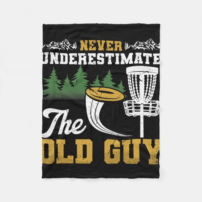 Never Underestimate Old Guy Disc Golf Frisbee Men' Fleece Blanket (Front)