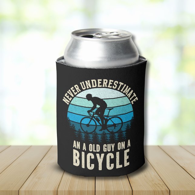 Never Underestimate old guy on a Bicycle Can Cooler (Creator Uploaded)