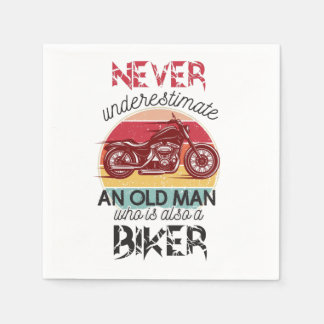 Never Underestimate Old Man Biker  Napkin