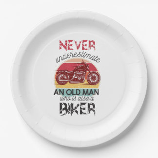 Never Underestimate Old Man Biker  Paper Plate