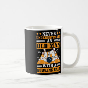 Never Underestimate Old Man Bowling Ball Mens Bowl Coffee Mug