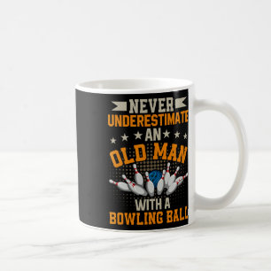 Never Underestimate Old Man Bowling Ball Mens Bowl Coffee Mug