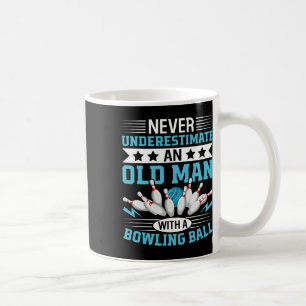 Never Underestimate Old Man Bowling Ball Mens Bowl Coffee Mug