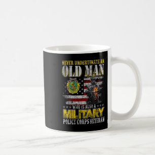 Never Underestimate Old Man Military Lice Veterans Coffee Mug