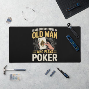 Never Underestimate Old Man Poker Card Desk Mat